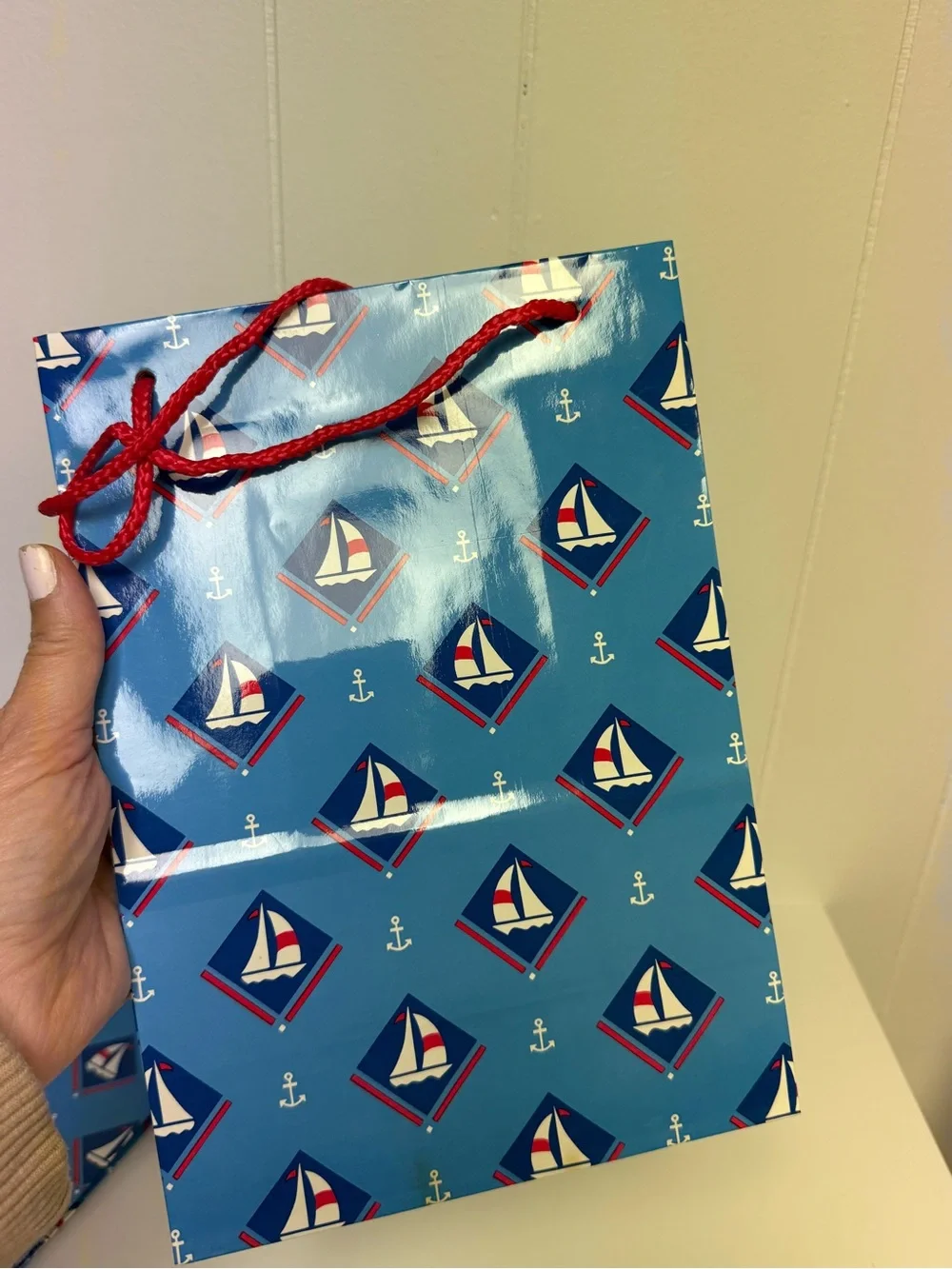 Vintage American Greetings Blue Nautical Sailboat Gift Bags (2 Bags) Gift Wrap